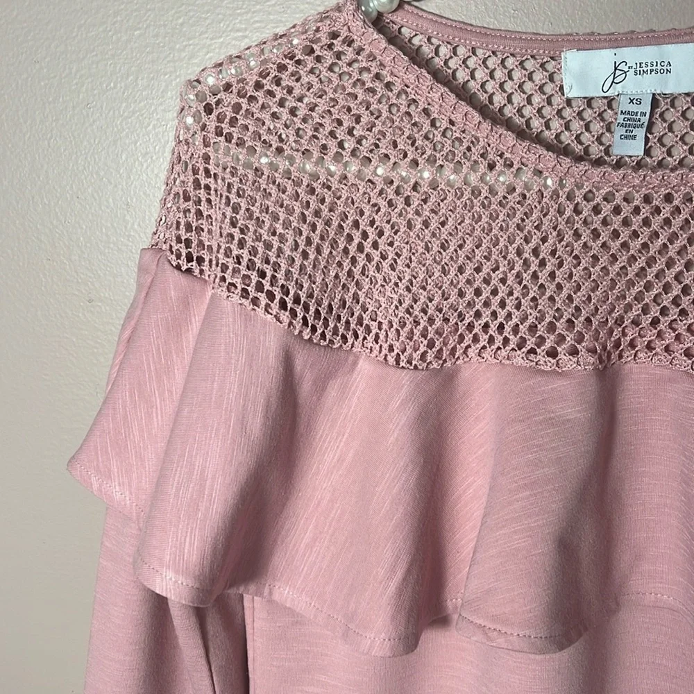 Jessica Simpson Mesh Ruffle Top - Picture 2 of 6